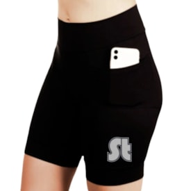 Bermuda Ciclismo Feminina Stroll Preto Com Bolso