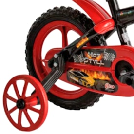 Bicicleta Aro 12 Infantil Styll Hot Preto e Vermelho