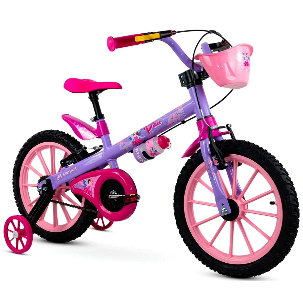 Bicicleta Aro 16 Nathor Pixie Violeta e Rosa