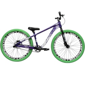 Bicicleta Aro 26 KAPA Insano Single Freeride Roxo e Branco Pneus Verde