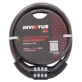 Cadeado Bicicleta Espiral Articulado Inviktus Segredo 6mm x 1M