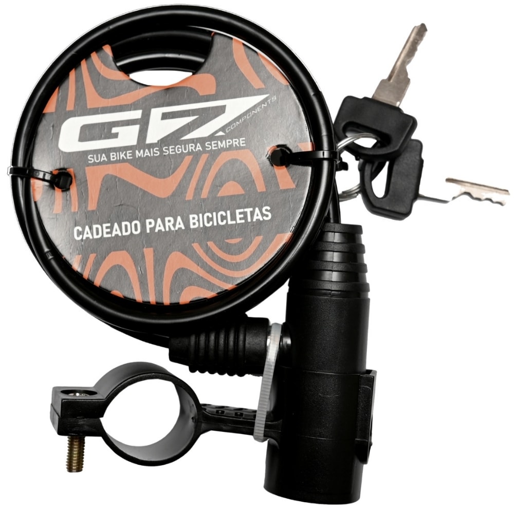 Cadeado de Bicicleta Espiral G7 Com Chave 6mm X 1M