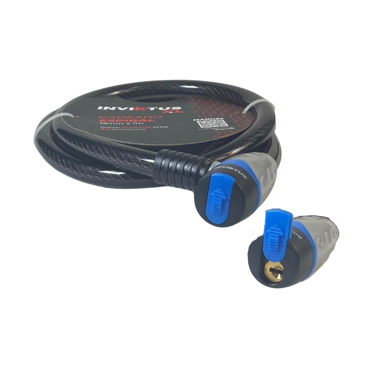 Cadeado de Bicicleta Espiral Inviktus Com Chave 15mm X 1M