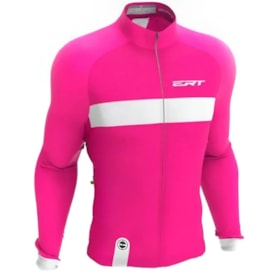 Camiseta Ciclismo Manga Longa Ert Classic Strip Pink Com Proteção UV