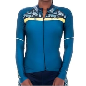Camiseta Ciclista Feminina Elite Marinho Manga Longa