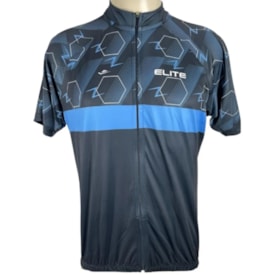 Camiseta Ciclista Masculina Elite Preto Celeste