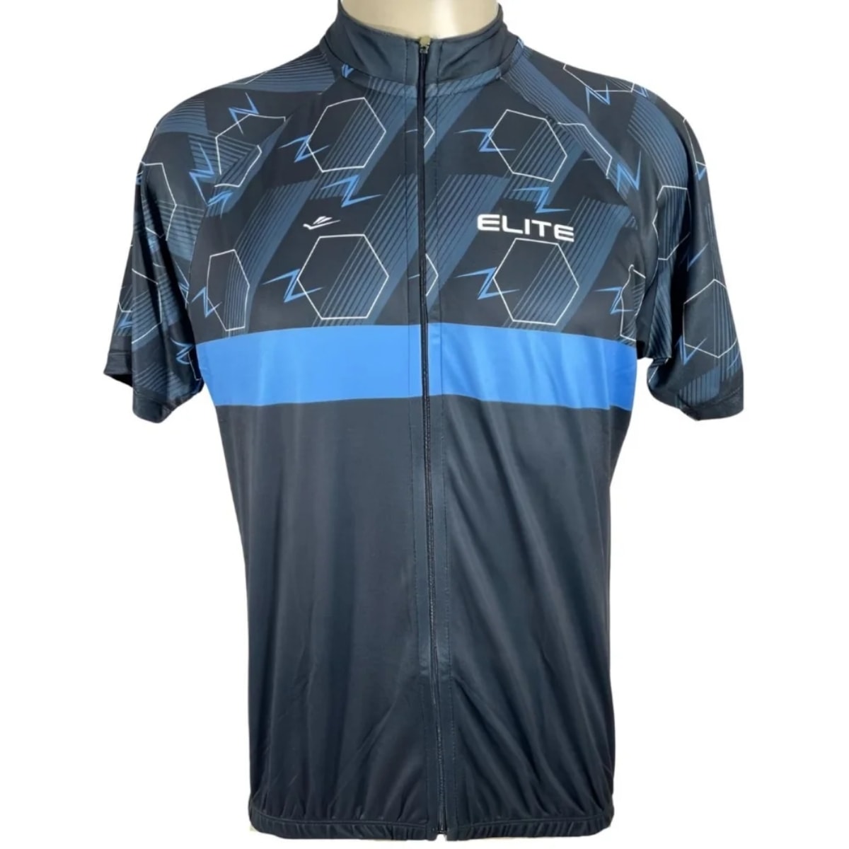 Camiseta Ciclista Masculina Elite Preto Celeste
