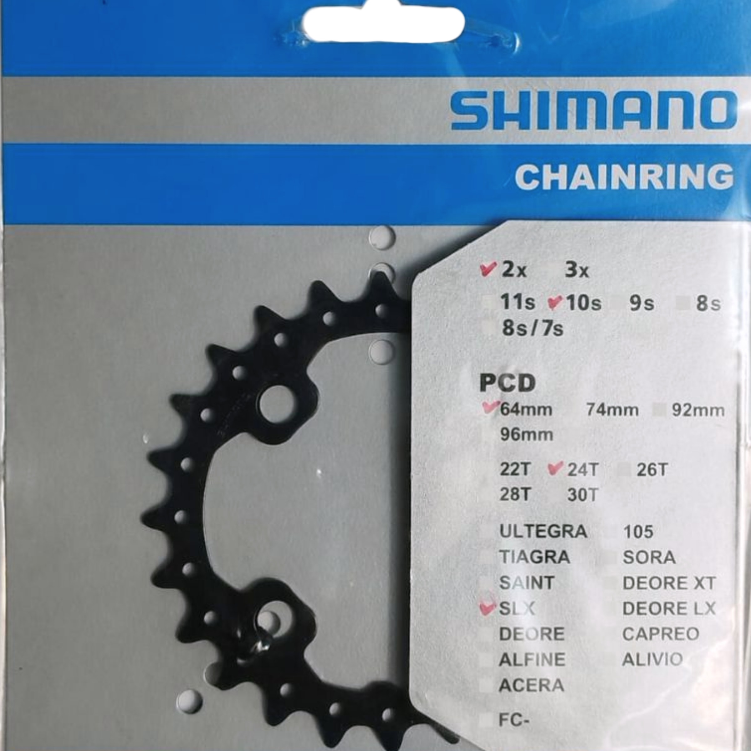 Coroa Shimano SLX M675 24 Dentes BCD 64