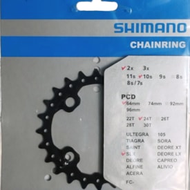 Coroa Shimano SLX M675 24 Dentes BCD 64