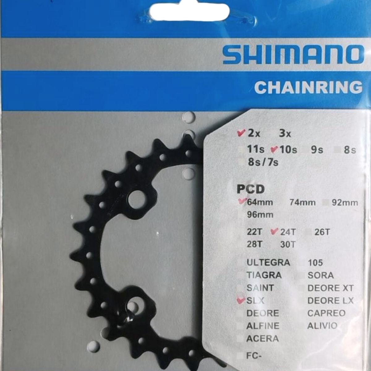 Coroa Shimano SLX M675 24 Dentes BCD 64