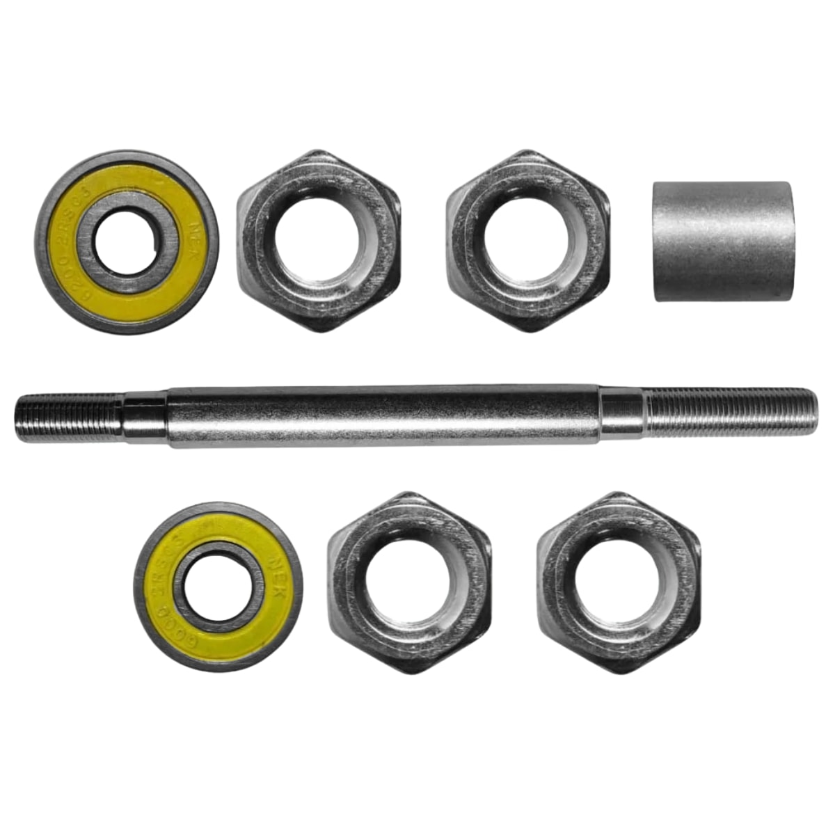 Eixo Traseiro Furado Nek 145mm Aço Zincado Grosso 3/8 Com Rolamento Universal