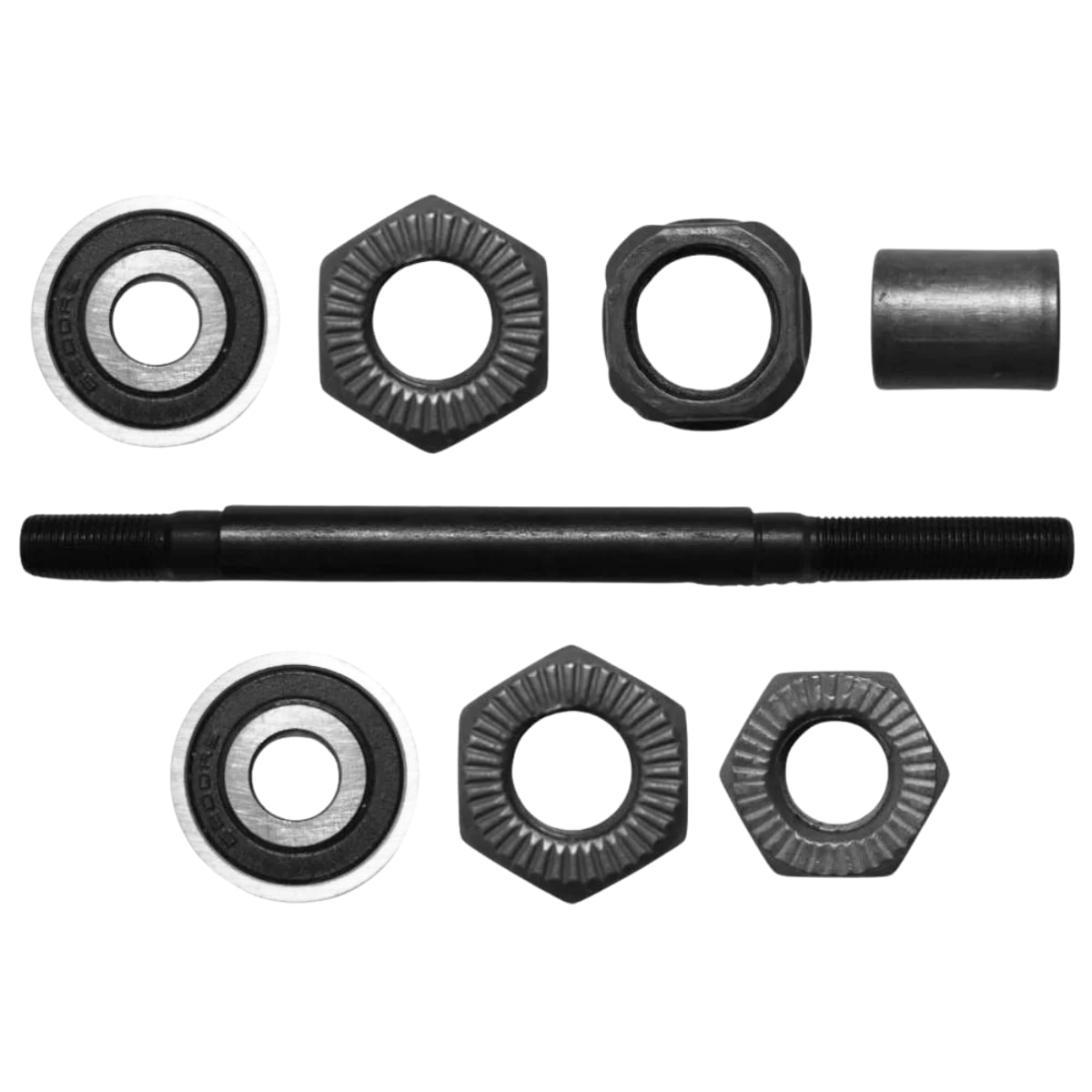 Eixo Traseiro Furado Shun Feng 145mm Aço Preto Grosso 3/8 Com Rolamento