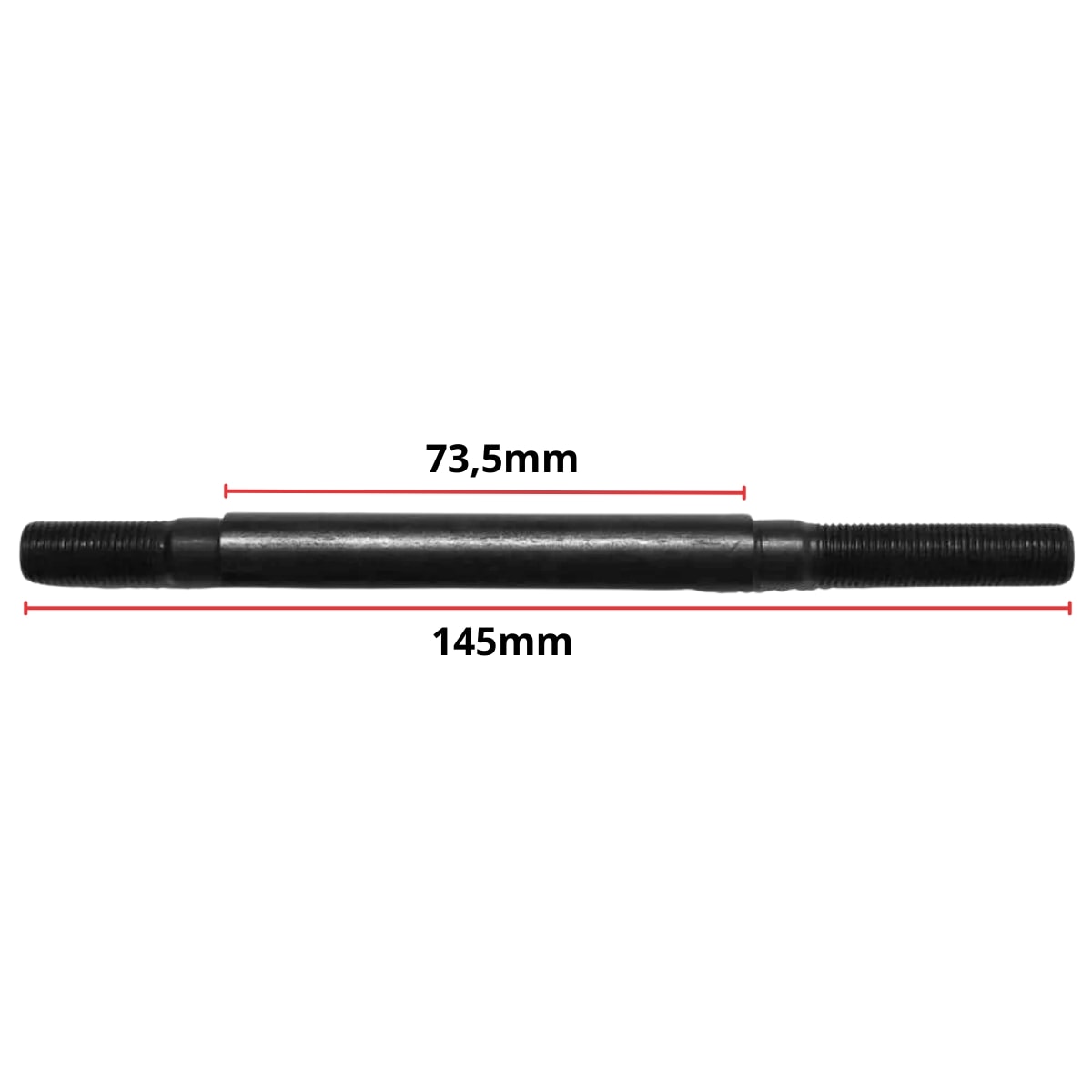 Eixo Traseiro Furado Shun Feng 145mm Aço Preto Grosso 3/8 Com