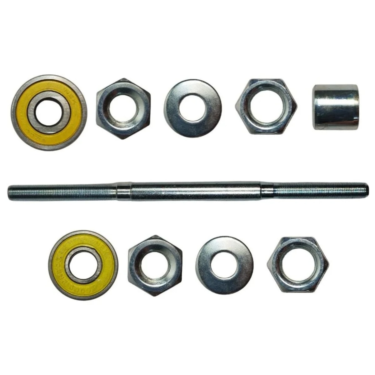 Eixo Traseiro Nek 200mm Aço Zincado Grosso 3/8 Com Rolamento Completo