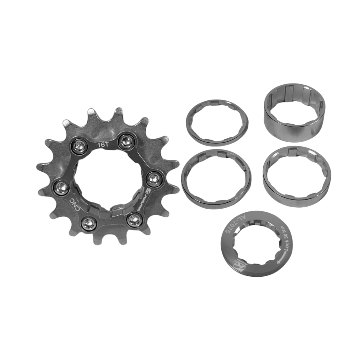 Kit Cog Kapa 16 Dentes Titânio Com Espaçador Cinza