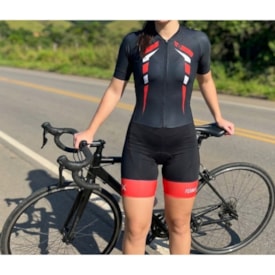 Macaquinho Feminino Fennix Universo Preto e Vermelho - P