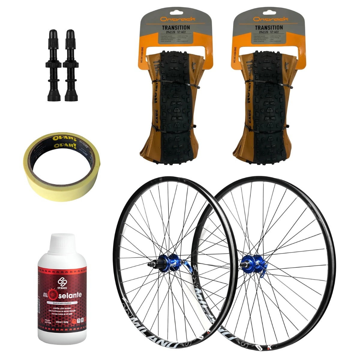 Par Rodas Kapa Milano + Par Pneus Ontrack Transition + Kit Tubeless