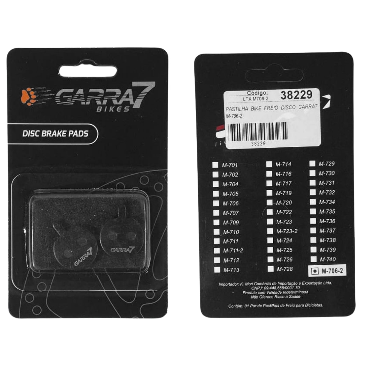 Pastilha Freio de Bicicleta Garra7 M-706-2 Semi Metálico