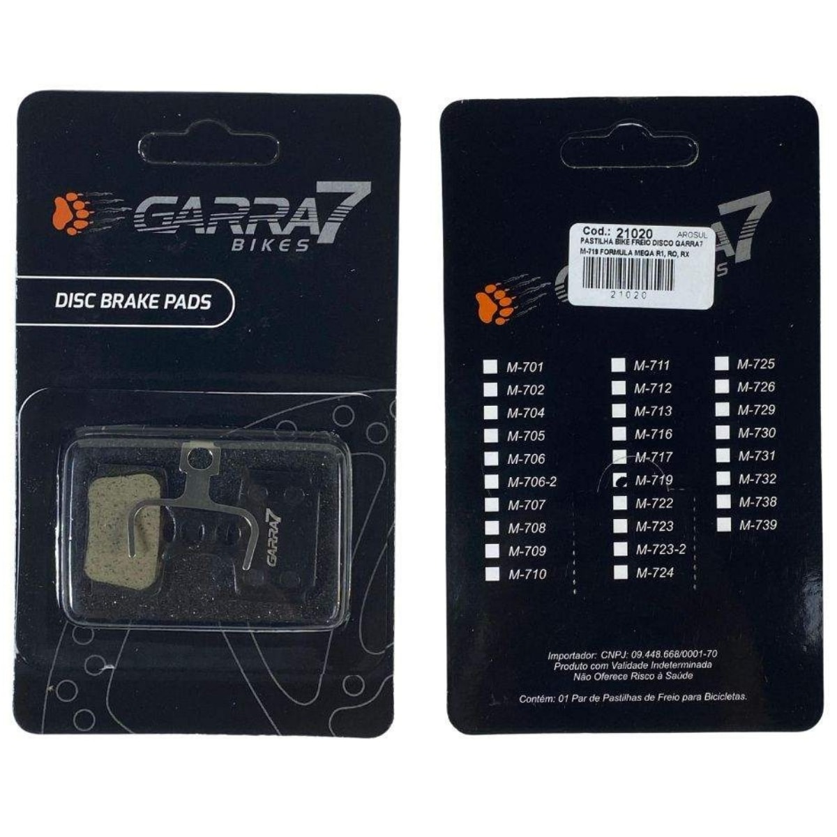 Pastilha Freio de Bicicleta Garra7 M-719 Semi Metálico