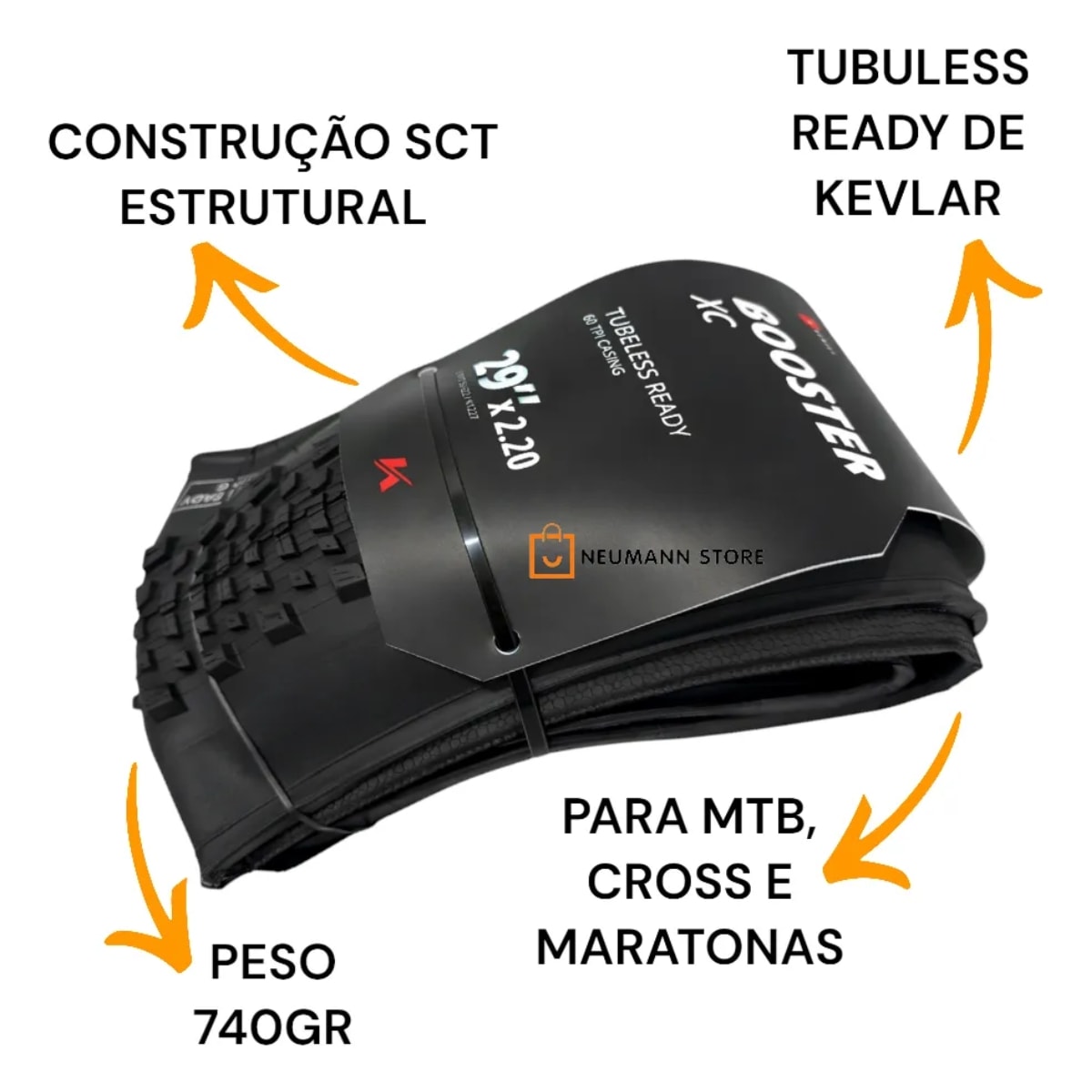 Pneu 29x2.20 Kenda Booster Elite XC SCT K1227 Kevlar Preto
