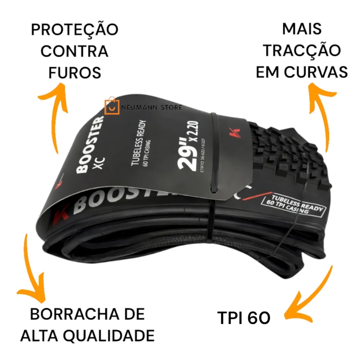 Pneu 29x2.20 Kenda Booster Elite XC SCT K1227 Kevlar Preto