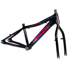 Quadro de Bicicleta Aro 20 Pro-X Adventure Kids Preto e Rosa Com Garfo