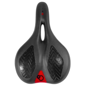 Selim MTB Garra7 Comfort Plus Vazado Preto e Vermelho