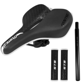 Selim MTB GTS 818 Preto e Branco Vazado Com Manopla e Canote