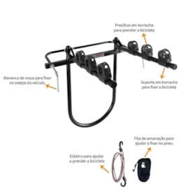 Transbike Traseiro Metal Lini Aço para 3 Bikes