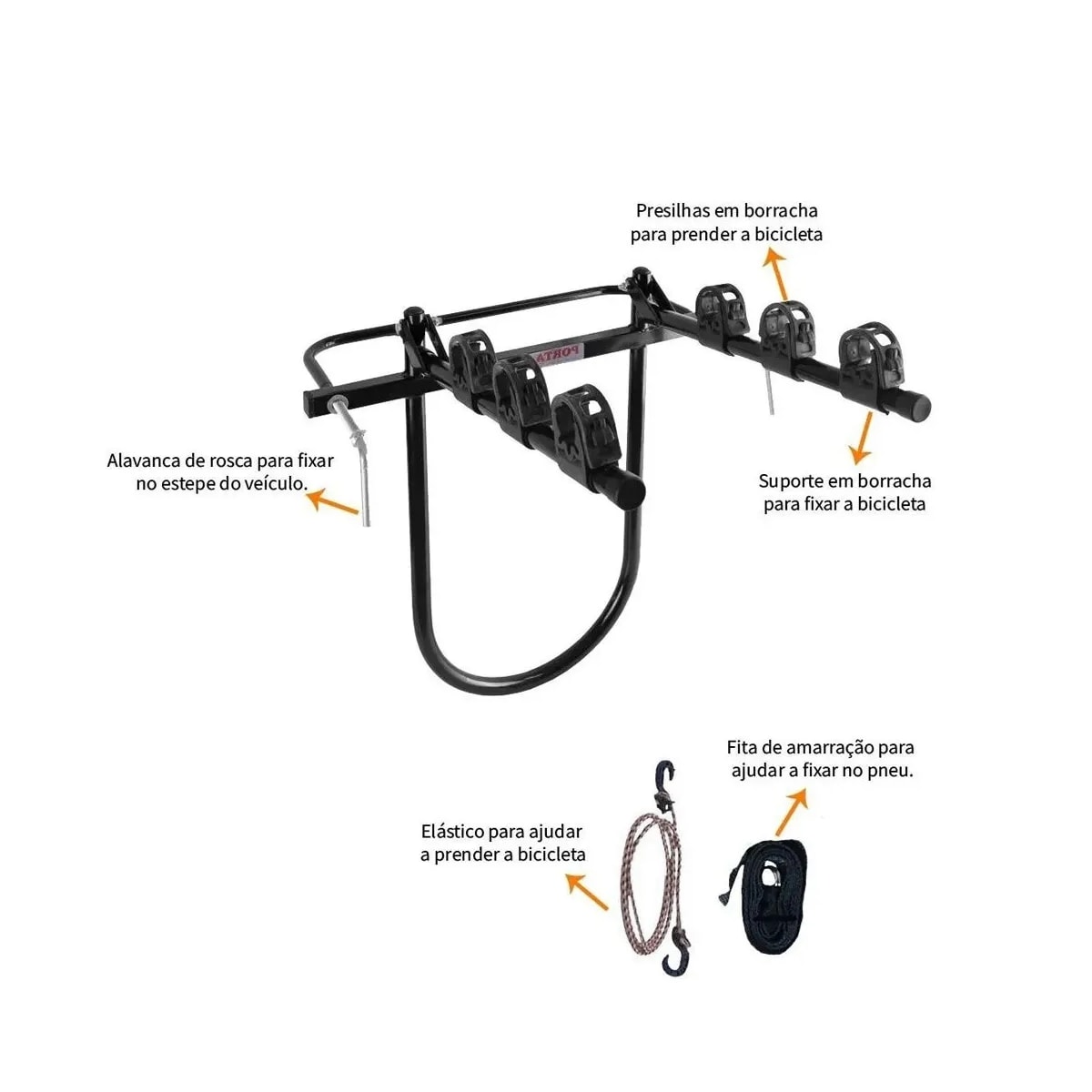 Transbike Traseiro Metal Lini Aço para 3 Bikes