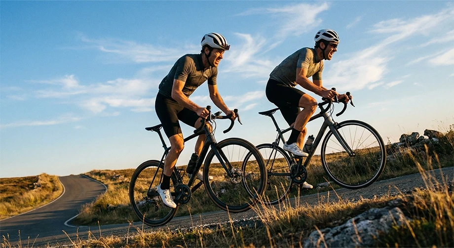 Ciclistas em treino de força - Treino de Força/Colinas