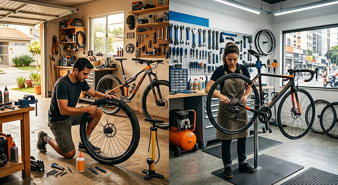Tubeless em casa na garagem e na oficina profissional — comparação entre fazer DIY e levar ao mecânico