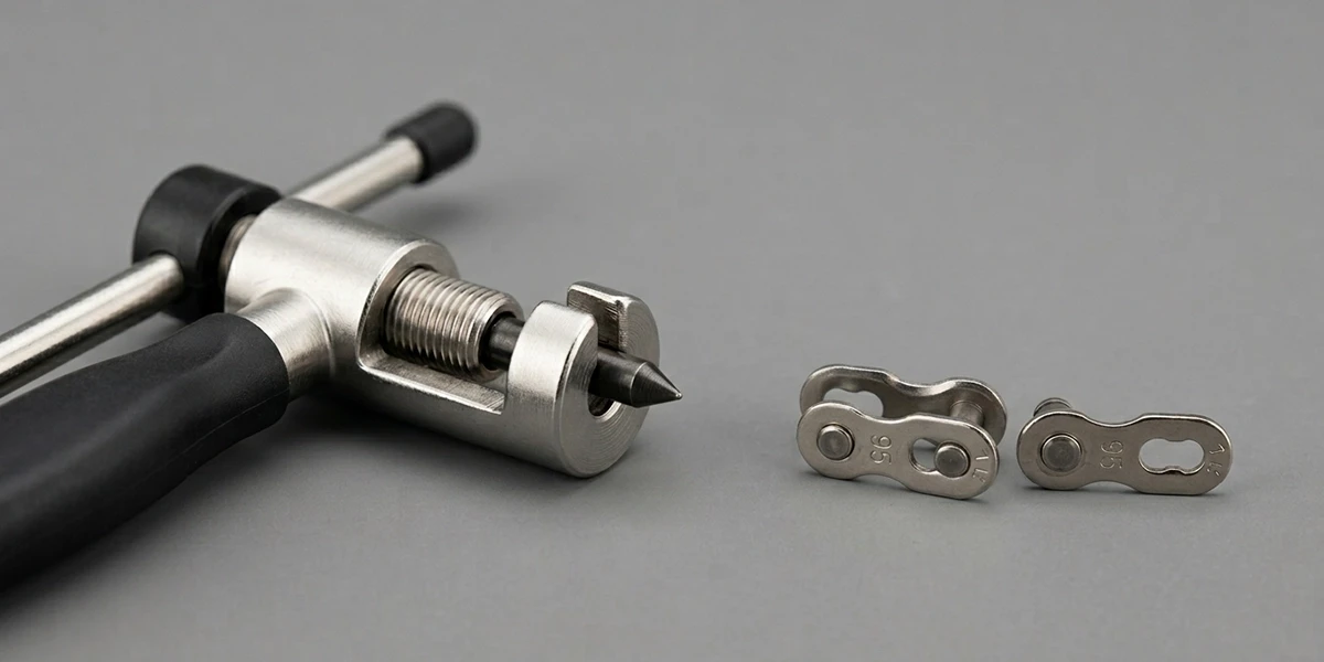 Extrator de pino de corrente e elo mestre (power link) para manutenção de bicicleta