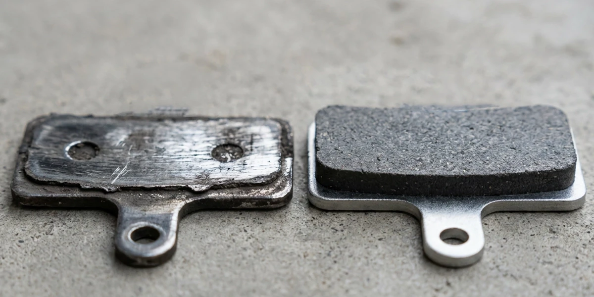 Pastilha de freio gasta vs nova - Loja na Pista