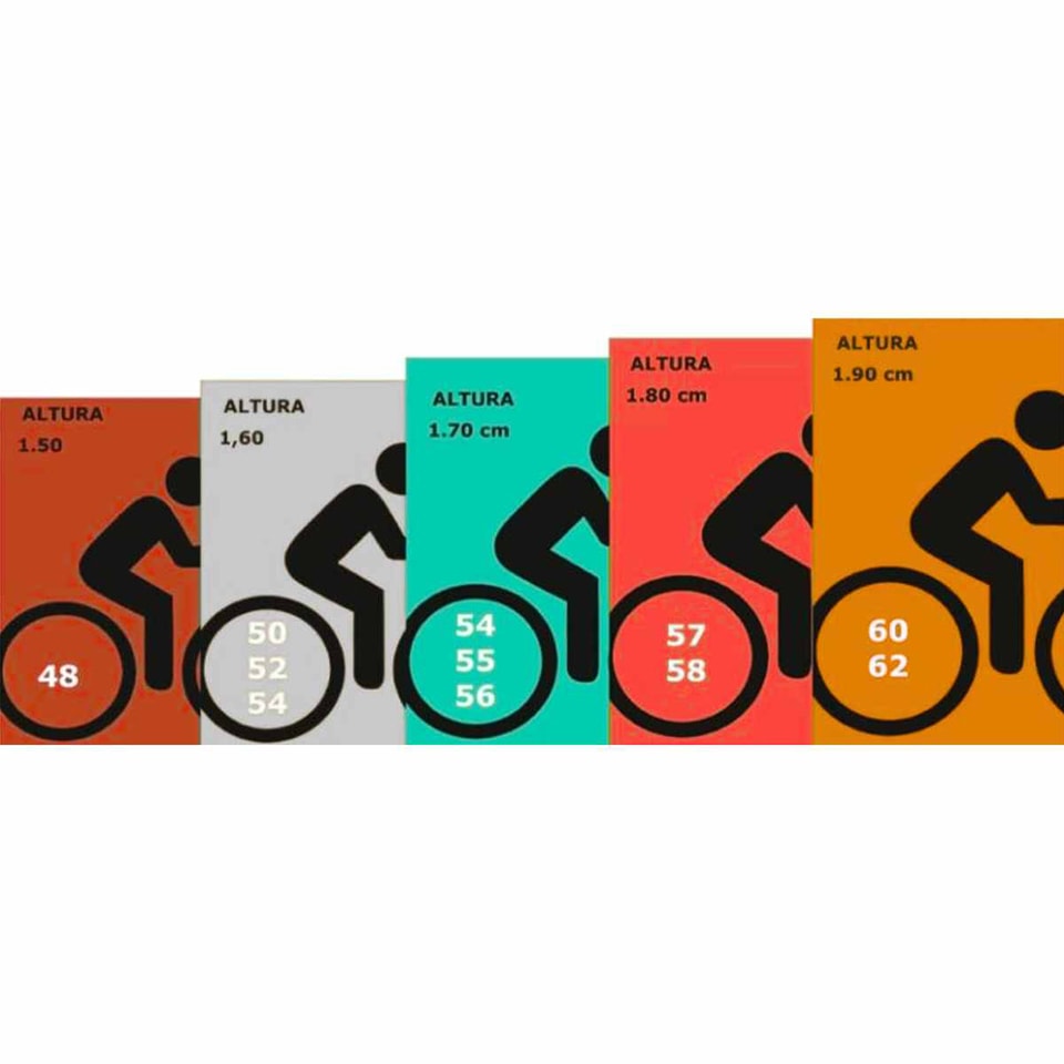 Gráfico para determinar o tamanho do quadro de bike speed de acordo com a altura do ciclista